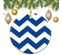 Ornamenti da appendere all'albero di Natale con linea ondulata bianca e blu, 2 pezzi, 7,2 cm, rotondi su entrambi i lati