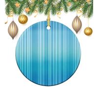 Ornamenti da appendere all'albero di Natale con motivo a righe verticali azzurre, 2 pezzi, 7,2 cm, rotondi su entrambi i lati