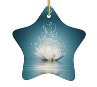 Ornamenti da appendere all'albero di Natale in ceramica, a forma di stella, a forma di fiore di loto asiatico, decorazione per interni ed esterni