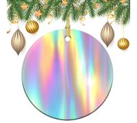 Ornamenti da appendere all'albero di Natale in lamina arcobaleno con texture olografica, 2 pezzi, 7,2 cm, rotondi su entrambi i lati
