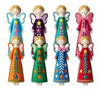 Ornamenti da appendere all'albero di Natale in legno, motivo: ragazza con angelo, decorazione per albero di Natale, decorazione stagionale per la casa (8 pezzi)