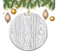 Ornamenti da appendere all'albero di Natale vintage con struttura in legno bianco, 2 pezzi, 7,2 cm, rotondi su entrambi i lati