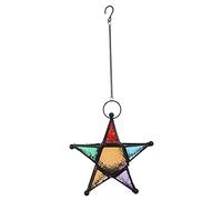 Ornamenti da appendere con lanterna a stella, portacandele con ornamento per terrazza da giardino in stile Marocco in ferro colorato(Nero)