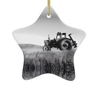 Ornamenti da appendere in ceramica per albero di Natale, a forma di stella, a forma di trattore, stampa tranquilla, decorazione per interni ed esterni