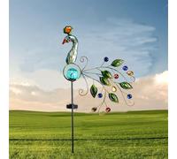 Ornamenti da giardino all'aperto, luci solari del palo del pavone del metallo, luci solari decorative di arte dell'uccello per il cortile del prato del sentiero & il vaso di fiori