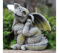Ornamenti Da Giardino Con Statua Del Drago, Grande Ornamento Animale Mostro Mitico In Resina DRAGO GRIGIO Alato For Patio (Color : Monster 1)