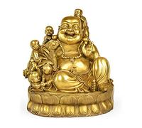 Ornamenti del Buddha Che Ride per la casa, Statua del Buddha in Ottone Maitreya Buddha Dio della ricchezza Figura Decorazione della casa, Il miglior Regalo di inaugurazione della casa, Brass