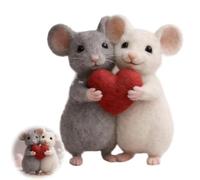 Ornamenti del mouse del feltro, Handmade Cute Mouse Figurine, Ago infeltrito con Palloncino Piccolo ago Felted Deco Animal Figurine,