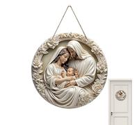 Ornamenti della scena della natività - Segno di vacanza invernale rotonda | La nascita 'arredamento di Gesù per muro interno, finestra, camera da letto, soggiorno, porta | Decorazione del ricordo