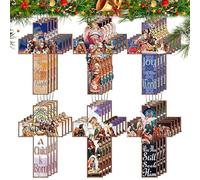 Ornamenti dell'albero di Natale della Natività,ornamenti in legno di storia della Natività di Natale,24X Souvenir dell'albero della Natività in legno | Souvenir dell'albero della Natività religiosa