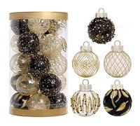 Ornamenti dell'albero di Natale, palline di Natale ornamenti 25pcs da 2,36 pollici palle di albero di Natale a prova di frantumi con palline di Natale appese scintillanti nere