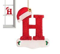 Ornamenti dell'alfabeto,Ornamenti dell'alfabeto dell'albero di Natale, Charm dell'automobile a forma di lettera piatta, Ciondolo decorativo con lettere dell'alfabeto del cappello rosso, centrotavola