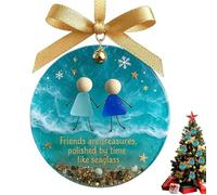 Ornamenti dell'amicizia, 7,6 cm, in ceramica, ciondolo a forma di albero di Natale, per donne, amici, colleghi, familiari e squadre, ideale per le vacanze, decorazioni per la casa, il Ringraziamento o