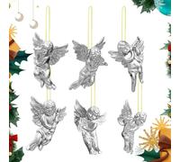 Ornamenti di angelo per l'albero di Natale - Ornamenti per auto di Natale oro o argento | Decorazione per orecchini per patio Festa di festa all'aperto Halling Holding Halling