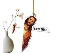 Ornamenti di Gesù per l'albero di Natale L'ho visto - 8,1x5,1 cm | Divertente ciondolo da appendere 2D con materiale acrilico segno religioso cristiano, portachiavi o accessorio per zaino | Regalo pe