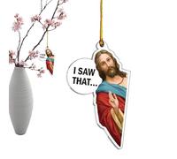 Ornamenti di Gesù per l'albero di Natale L'ho visto - 8,1x5,1 cm | Divertente ciondolo da appendere 2D con materiale acrilico segno religioso cristiano, portachiavi o accessorio per zaino | Regalo pe