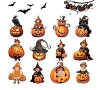 Ornamenti di Halloween - 12 pezzi pendenti per alberi decorativi in legno | di arazzi spaventosi con corde, figure in miniatura del gatto nero di per l'arredamento della scrivania da uff