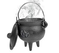 Ornamenti Di Halloween Calderone Delle Streghe Calderone in Ghisa Con Coperchio E Manico Halloween 10x2.95x2.95 Pollici Calderone Decorativo Candela Incenso Che Brucia Calderone Pentola, Stella