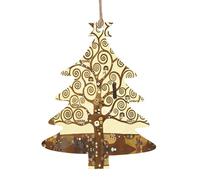 Ornamenti di legno di Natale a forma di albero di Natale - Albero della vita Stampa Albero di Natale Decorazioni da appendere con Babbo Natale, angelo, campana e pupazzo di neve