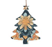 Ornamenti di legno di Natale a forma di albero di Natale - Decorazione da appendere all'albero di Natale con fiocchi di neve e forme di Babbo Natale