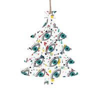 Ornamenti di legno di Natale a forma di albero di Natale - occhi stampa Holiday Home Decor, albero di Natale, ufficio, camino, decorazione per feste