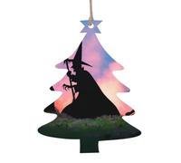 Ornamenti di legno di Natale a forma di albero di Natale - spaventoso Halloween stampa albero di Natale decorazioni da appendere con Babbo Natale, angelo, campana e pupazzo di neve forme