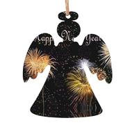 Ornamenti di legno di Natale a forma di angelo - Felice Anno Nuovo Stampa Albero di Natale Decorazioni da appendere con Babbo Natale, Angelo, Campana, & Pupazzo di neve Forme