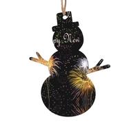 Ornamenti di legno di Natale a forma di pupazzo di neve - Felice Anno Nuovo Stampa Albero di Natale Decorazioni da appendere con Babbo Natale, Angelo, Campana, & Pupazzo di neve Forme