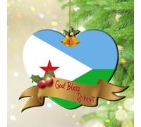 Ornamenti di Natale 2024 Dio benedica Gibuti Acrilico Ornamenti di Natale Bandiera della città Souvenir Ciondolo Internazionale Paesi del Mondo Bandiera Festival Ricordo Regalo da collezione
