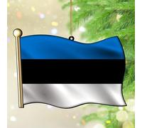 Ornamenti di Natale 2025 Estonia Acrilico Ornamenti di Natale Bandiera Nazionale Regali Nautici Souvenir Bandiera della città Souvenir Ricordo Internazionale Regalo da collezione Decorazione