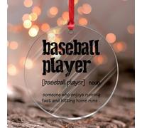 Ornamenti di Natale 2025 Giocatore di baseball Sostantivo Definizione Ornamenti appesi Acrilico Descrizione Parola Parole Souvenir con Definizione Ricordo Regalo da collezione Decorazione dell'albero