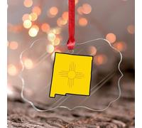 Ornamenti di Natale 2025 New Mexico Acrilico Albero di Natale Ornamento Storia degli Stati Uniti Classe Bandiera di Stato Souvenir Stati Uniti Lunga Distanza Ricordo Regalo da Collezione Decorazione
