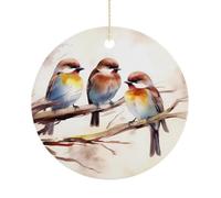 Ornamenti di Natale 2025 Ornamento da appendere in ceramica con cavo dorato Uccelli personalizzati appoggiati sul ramo di un albero ornamenti per albero di Natale Mantel Yard Festivo Inverno Vacanze