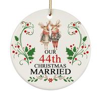 Ornamenti Di Natale 44Th Anniversary 44 Years Married With Reindeer Ornamento Natalizio In Ceramica Decorazione Albero Di Natale Con Cordino