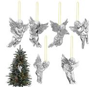 Ornamenti di Natale 'angelo, 6 pezzi di oro o argento ornamento per auto di Natale | Decorazione 'orecchino del cortile Festa della festa all'aperto Halling Holding Halling