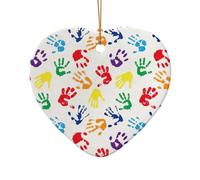 Ornamenti di Natale del pendente a forma di ceramica della stampa dell'arcobaleno di forme variopinte della mano, decorazione natalizia