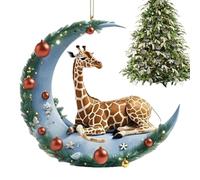 Ornamenti di Natale Giraffa, Ornamenti di Animali per Albero di Natale - Ornamenti di Animali Festival Inverno 2D | Ciondolo per Auto da Centro Tavolo Albero da Giardino in Acrilico