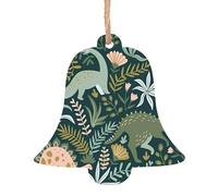 Ornamenti di Natale in legno a forma di campana - Simpatico dinosauro stampato albero di Natale appeso per casa, ufficio, camino - decorazione per feste di vacanza