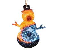 Ornamenti di Natale in legno a forma di pupazzo di neve, albero di Natale festivo yin yang fuoco acqua stampa decorazione da appendere - decorazione perfetta per la casa per gli amici