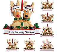Ornamenti di Natale personalizzati di cervo 2023 Famiglia di 2, 3, 4, 5, 6, 7, 8 con nome ornamento di renna con testo, regali decorazione