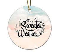 Ornamenti di Natale rotondi in ceramica maglione tempo albero di Natale ornamenti citazioni ornamento per Capodanno Natale regali di compleanno elegante vacanza ricordo decorazione per la casa