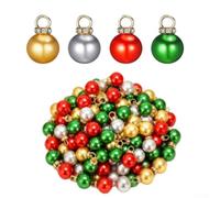Ornamenti di perle di Natale, 200 pezzi, 14 mm, in quattro colori, ciondoli | Plastica, antigraffio, oro per argento verde, tappo con strass, per alberi, ghirlande, regali, gioielli artigianali