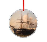 Ornamenti di vetro di Natale del porto del traghetto della nave dell'annata appeso del pendente della decorazione dell'albero di Natale decorazione