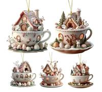 Ornamenti gourmail pasquale, ornamenti pasquali, adorabili ciondoli acrilici 2D in tazza di tè | 5 x fascino stravagante di Pasqua per decorazioni per feste di Pasqua, tavolo da cottura