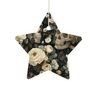 Ornamenti Halloween Flowers Butterfly Horror Skeleton Skeleton And Rose Flower Decorazione Con Nastro Dorato Natalizia Appendere Per Vacanze Commerciale Domestico