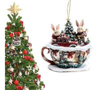 Ornamenti in acrilico a forma di di caffè 2D, ciondolo a forma di casa con neve, decorazione per feste stagionali, scale, finestre, mensola per libreria, comodino, auto, zaino interno