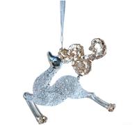 Ornamenti in acrilico trasparente con glitter, decorazione da appendere per le vacanze, per albero di Natale, forme moderne e minimaliste, tra cui fiocco di neve, campana, cervo (F)