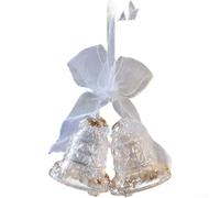 Ornamenti in acrilico trasparente con glitter, infrangibile, decorazione da appendere per albero di Natale, forme moderne e minimaliste per le feste, tra cui fiocco di neve, campana, cervo (B)