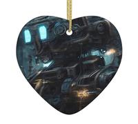 Ornamenti in ceramica a forma di cuore con motivo robot futuro per la decorazione della parete della casa, feste in giardino e decorazioni per albero
