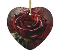 Ornamenti in ceramica a forma di cuore con rose di sangue per la decorazione della parete della casa, feste in giardino e decorazioni per
